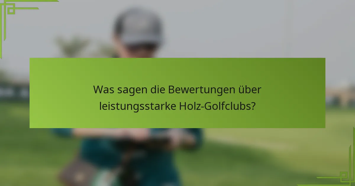 Was sagen die Bewertungen über leistungsstarke Holz-Golfclubs?