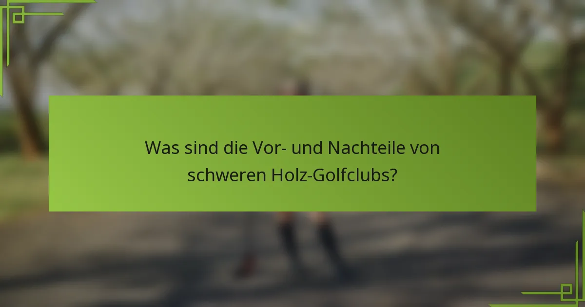 Was sind die Vor- und Nachteile von schweren Holz-Golfclubs?