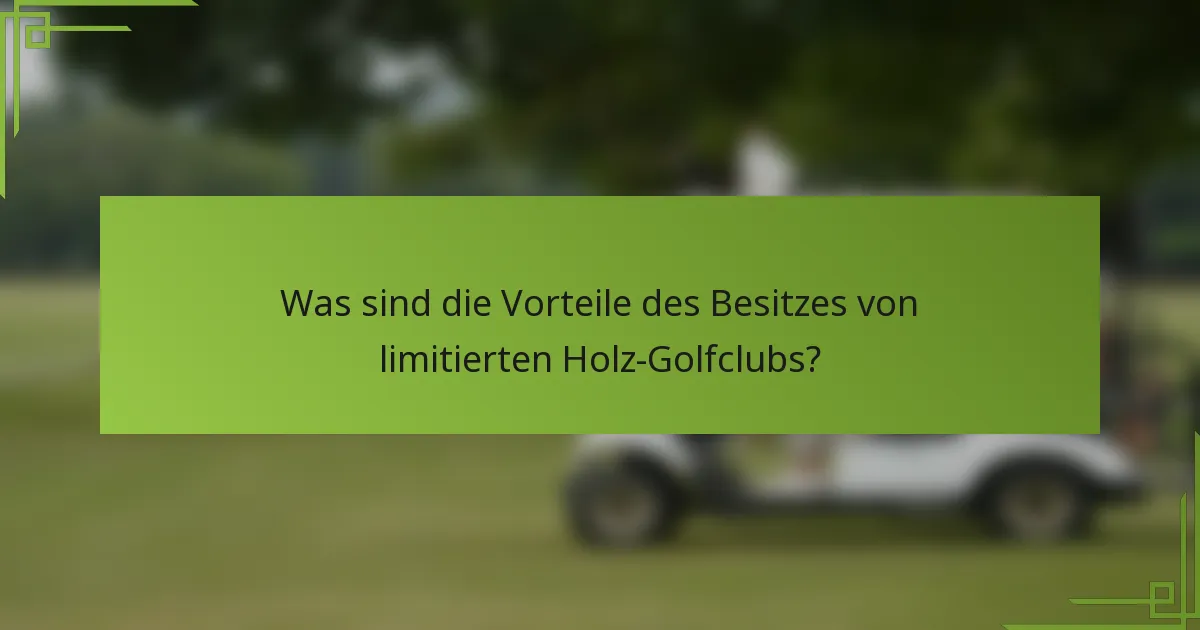 Was sind die Vorteile des Besitzes von limitierten Holz-Golfclubs?