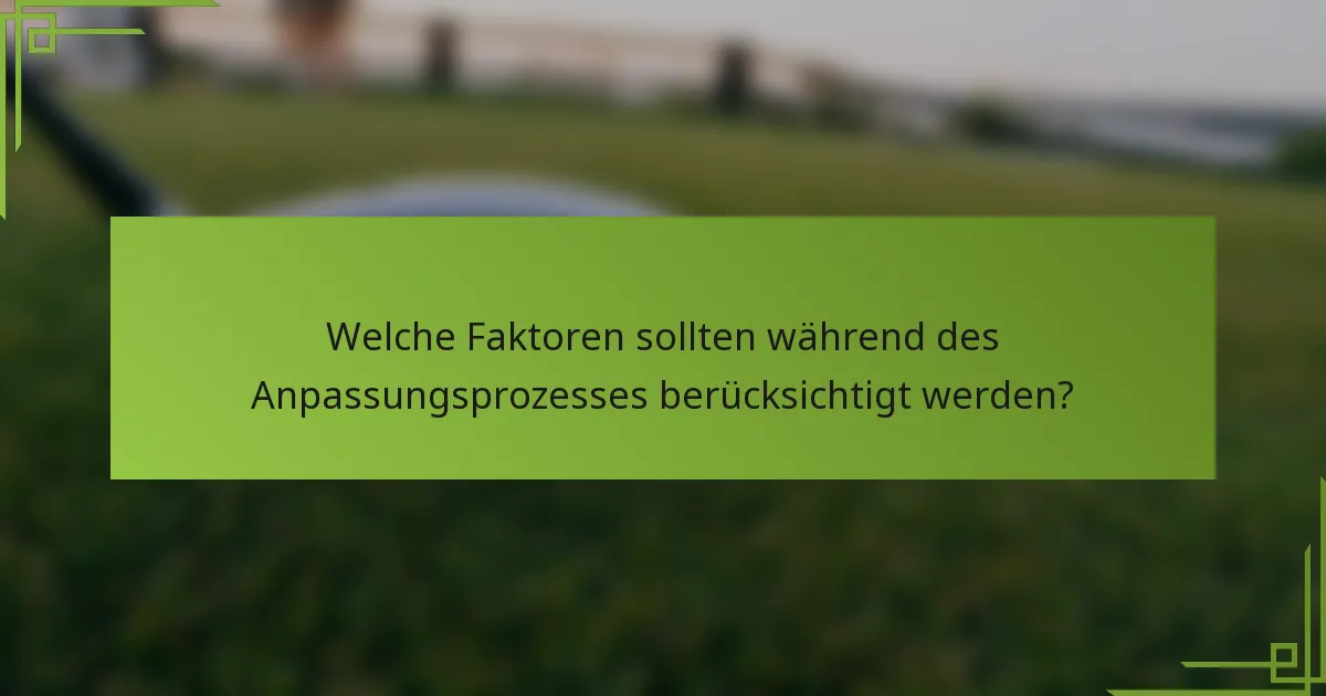 Welche Faktoren sollten während des Anpassungsprozesses berücksichtigt werden?