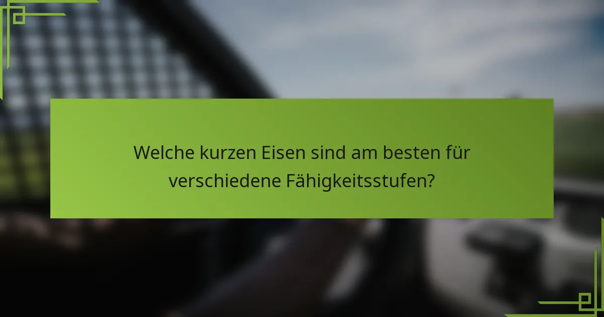 Welche kurzen Eisen sind am besten für verschiedene Fähigkeitsstufen?
