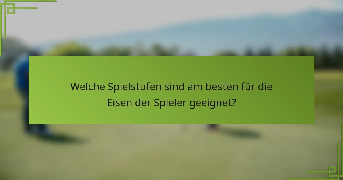 Welche Spielstufen sind am besten für die Eisen der Spieler geeignet?