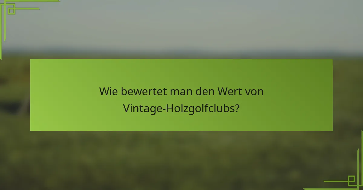 Wie bewertet man den Wert von Vintage-Holzgolfclubs?
