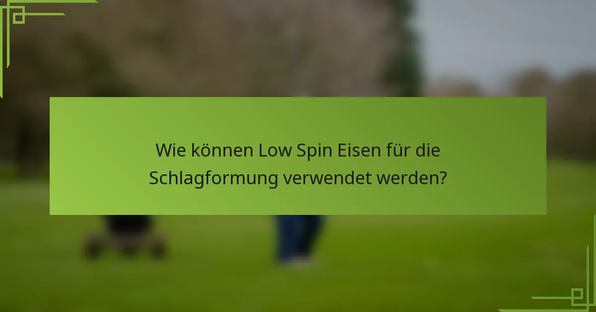 Wie können Low Spin Eisen für die Schlagformung verwendet werden?