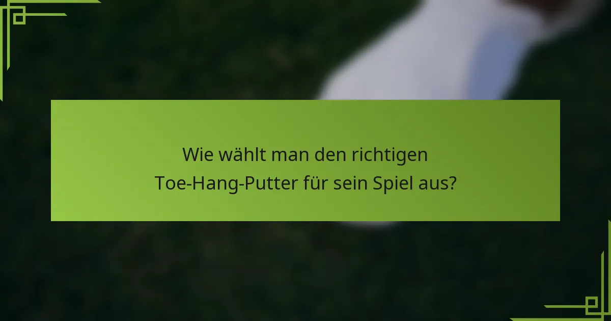 Wie wählt man den richtigen Toe-Hang-Putter für sein Spiel aus?